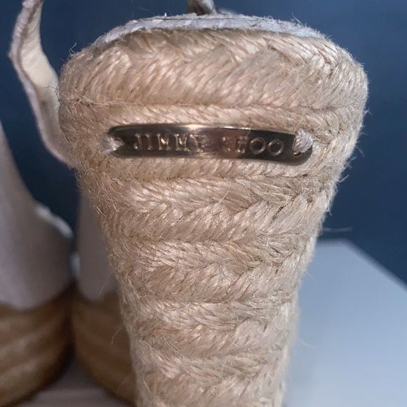 Jimmy Choo White Faux Snakeskin Sling Back Peep Toe Wedge - Picture 4 of 11